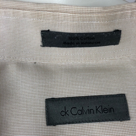 Calvin Klein Mens Size L Tan Long Dress Shirt - Picture 9 of 11